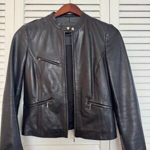 Massimo Dutti Black Leather Jacket